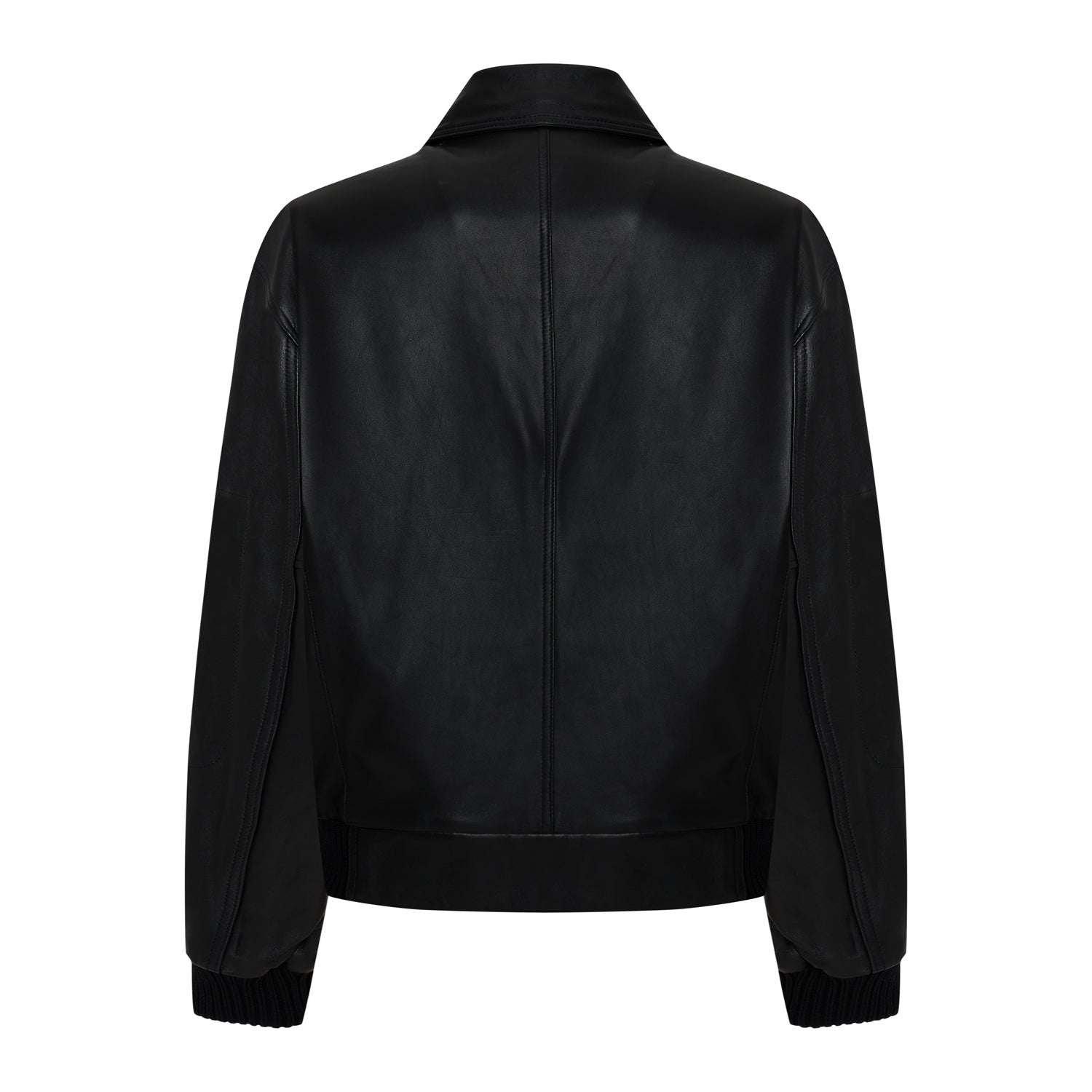 Bomber Men Leather Jacket - Black